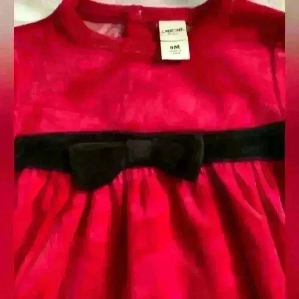 Baby Girl Velvet Christmas/ Santa Dress, 9 Months